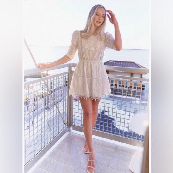 NEW LOVESHACKFANCY novalie dress in antique white. SZ XS